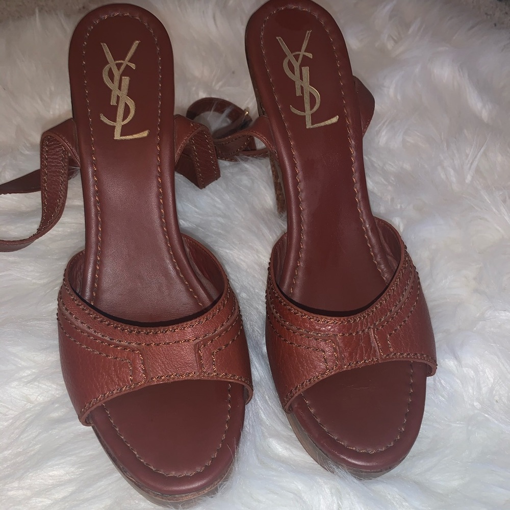 ✨Yves Saint Laurent Wooden Block Heels✨